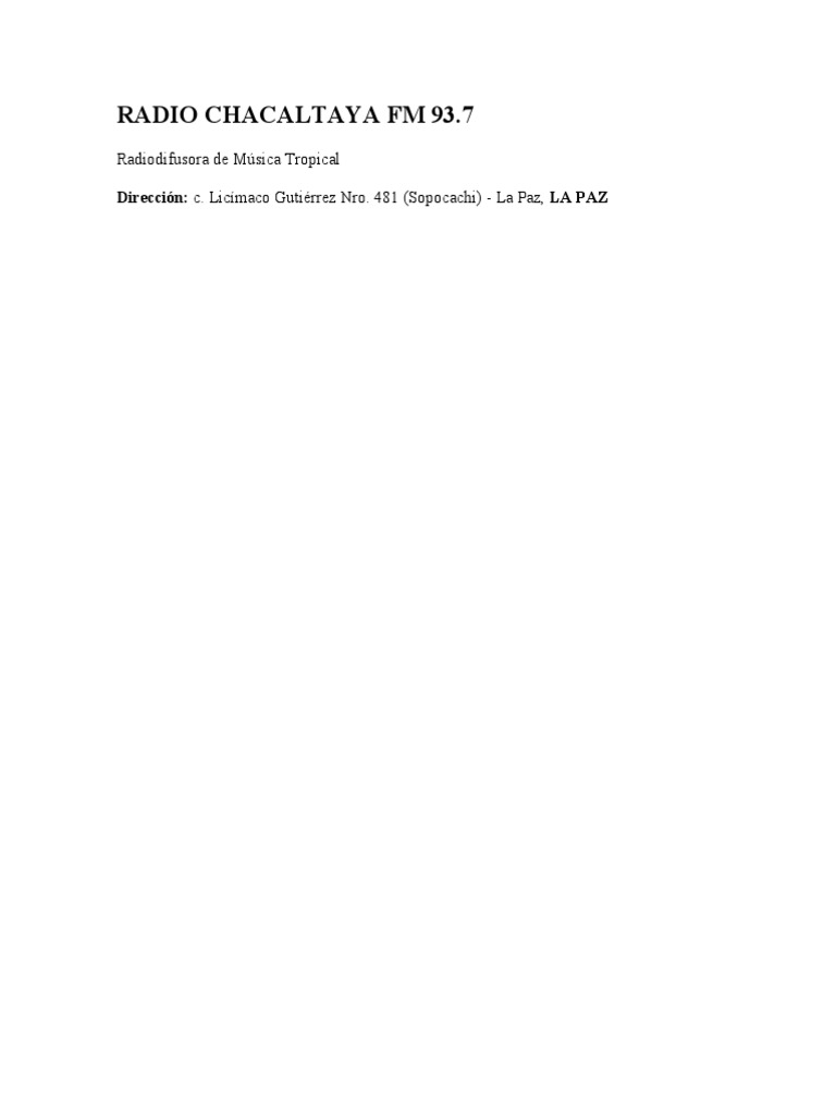 Radio chacaltaya fm 93 pdf