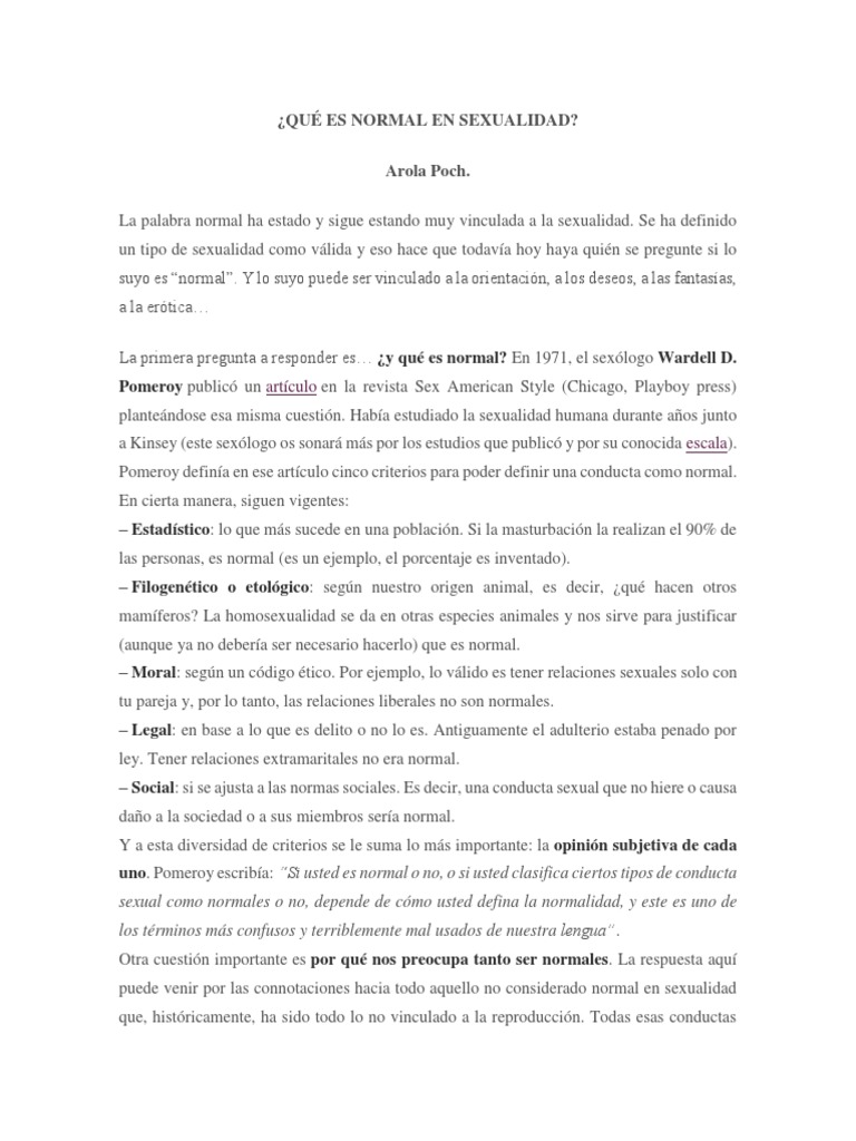 Definiendo la Normalidad Sexual | PDF | La sexualidad humana | Sexología
