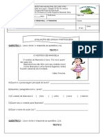 QUESTÃO 1 - Leia o Texto e Responda As Questões. Texto 1: Avaliação Trimestral - 1º Trimestre