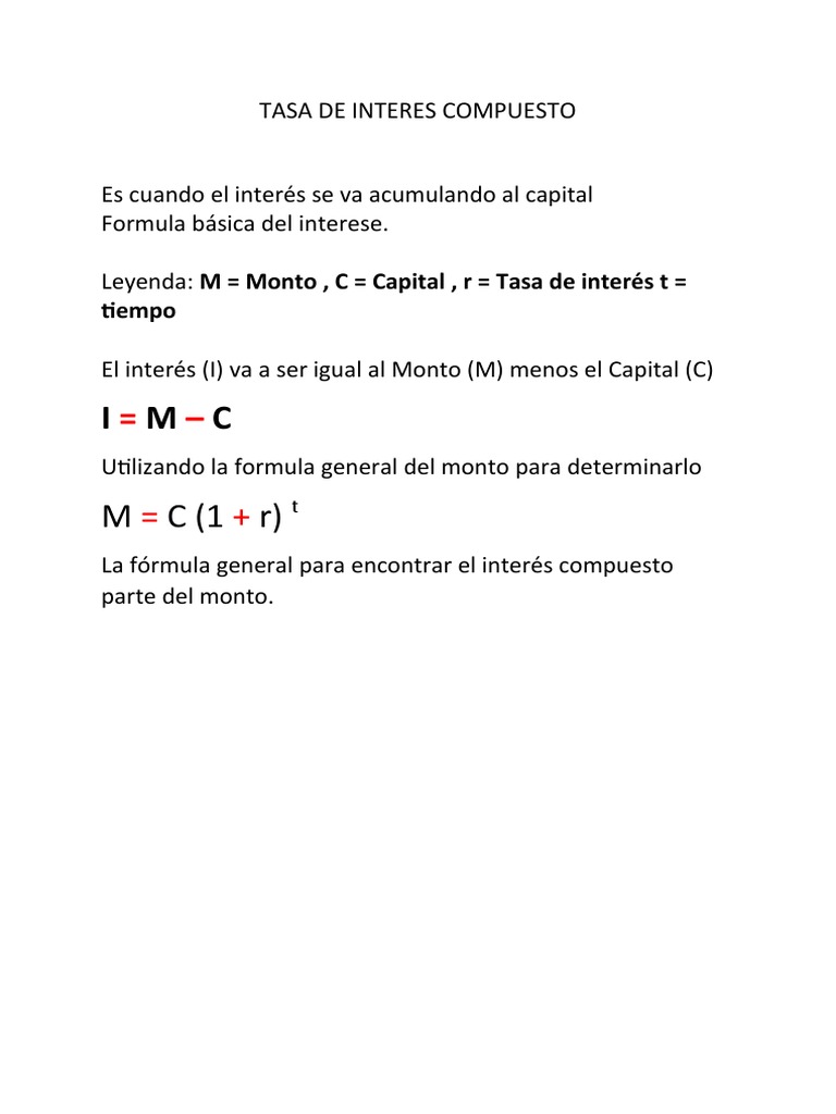 Tasa de Interes Compuesto | PDF | Finanzas y dinero