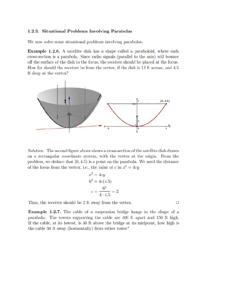 problem solving involving parabola