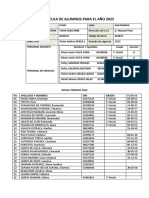 Matricula de Alumnos para El Año 2022