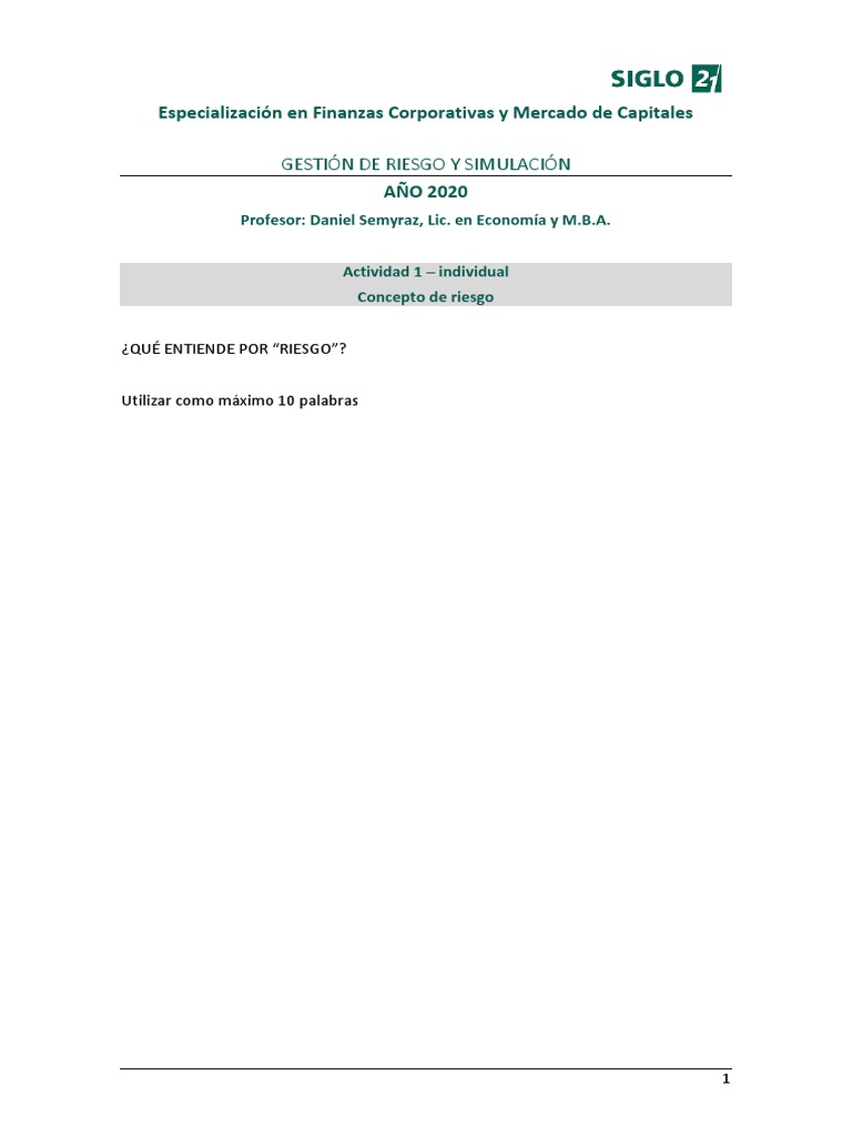 Gestión de Riesgo en Finanzas Corporativas | PDF | Riesgo ...