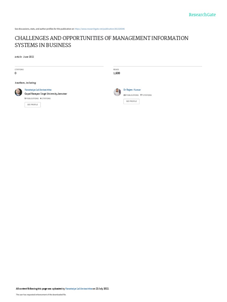 Challenges in Management Information Systems | PDF | Management ...
