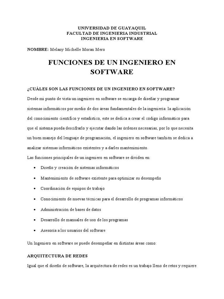 Funciones de Un INg en Software | PDF | Software | Ingeniería de software