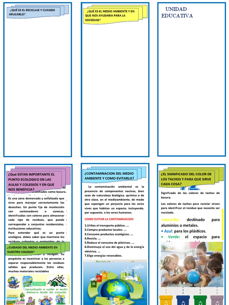 Tríptico sobre Cuidado del Medio Ambiente | PDF | Residuos | Reciclaje