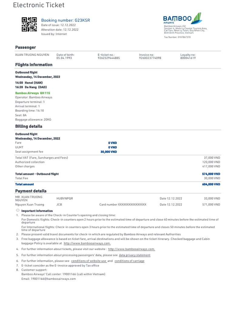 E Ticket Download Free PDF Transport