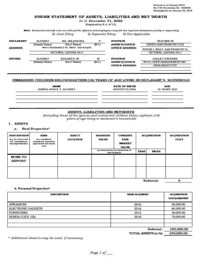 Alvarez Ma Milagrosa 2022 PDF Net Worth Taxes