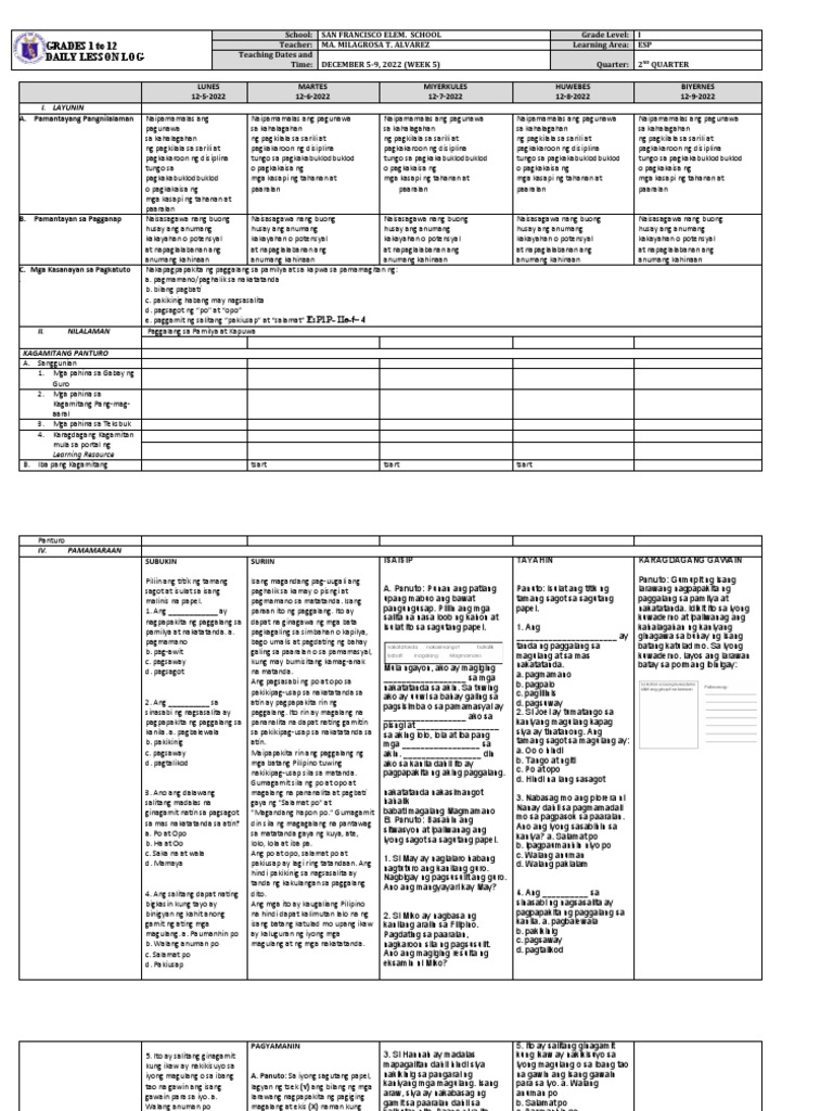DLL - Esp 1 - Q2 - W5 | PDF