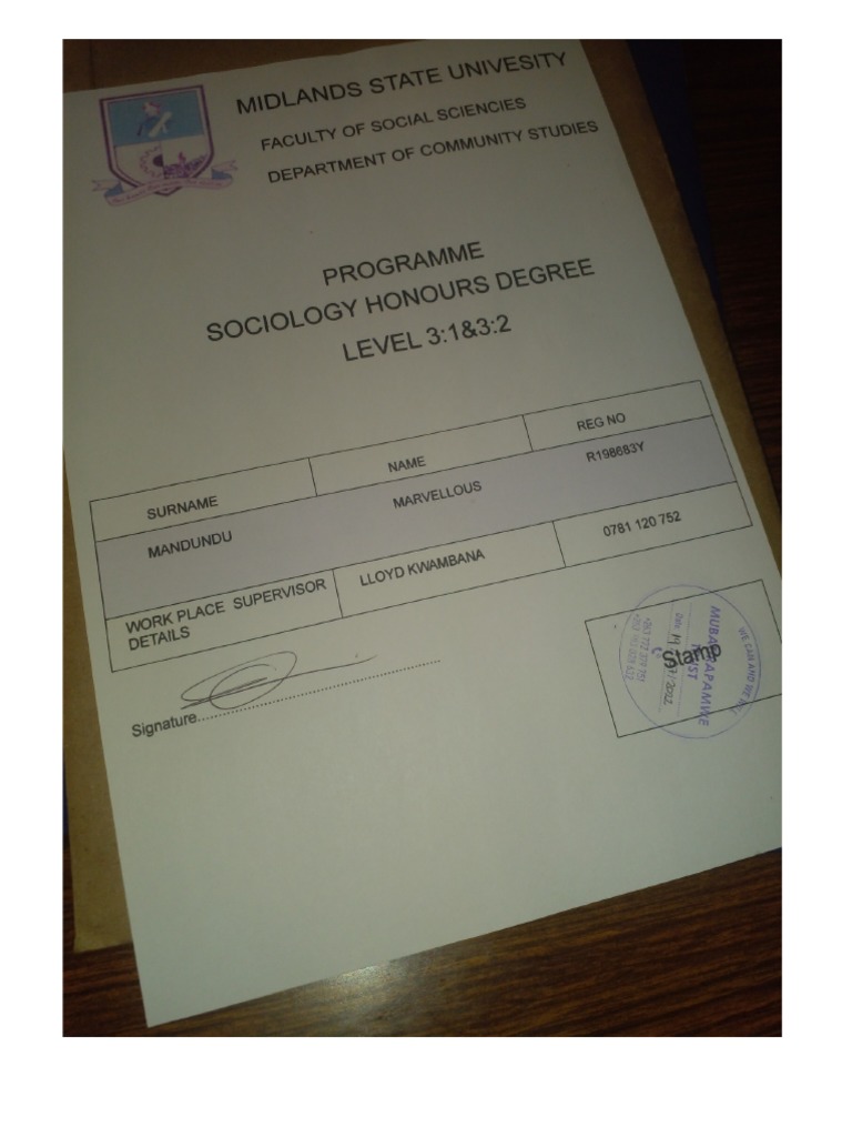 Midlands state university student s work related learning report on