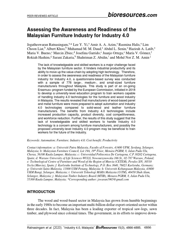 Assessing the Readiness of Malaysia's Furniture Industry for Industry 4.0 Technologies Results