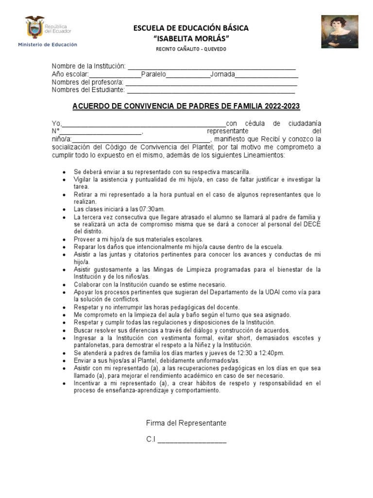 Acuerdo de Convivencia Escolar 2022-2023 | PDF | Maestros