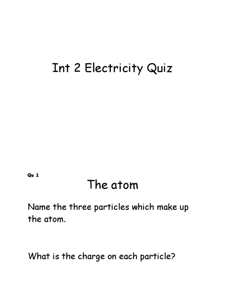 Electricity Quiz PDF Series And Parallel Circuits Voltage
