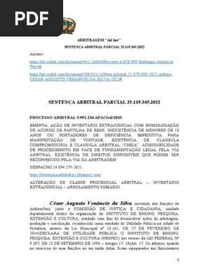 Sentença Arbitral Parcial Publicação Oficial SENTENÇA ARBITRAL PARCIAL 25.119.345.2022
