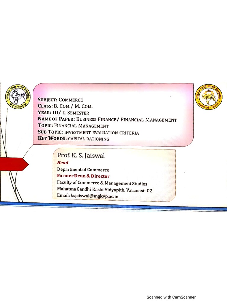 Capital Rationing Sums | PDF