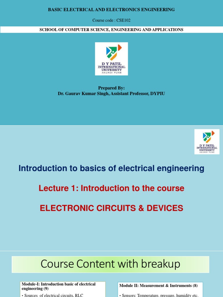BEE - UNIT 1 - Lecture 1 - Introduction - Basics | PDF | Electrical ...