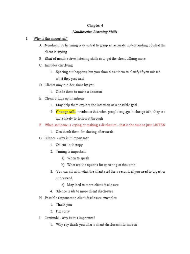 Nondirective Listening Skills Overview | PDF | Nonverbal Communication ...
