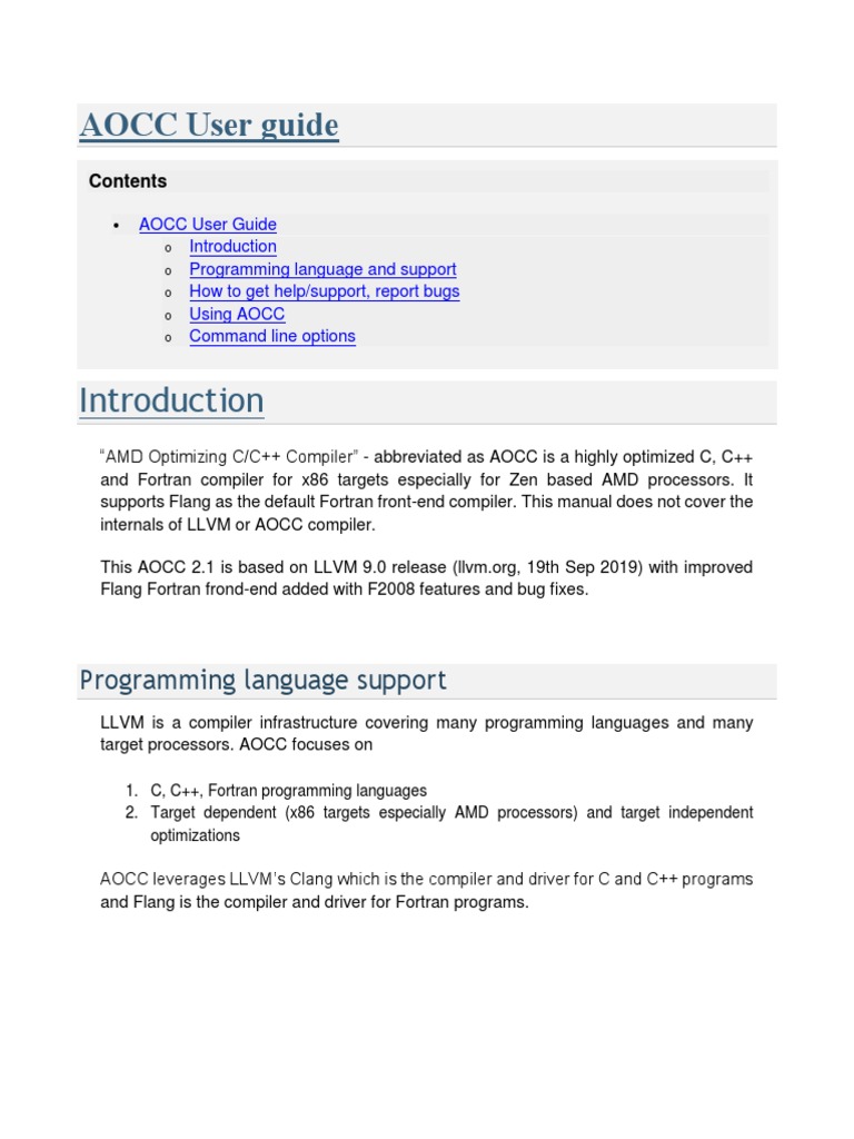 AOCC User Guide for AMD Compilers | PDF | Compiler | Computer Programming