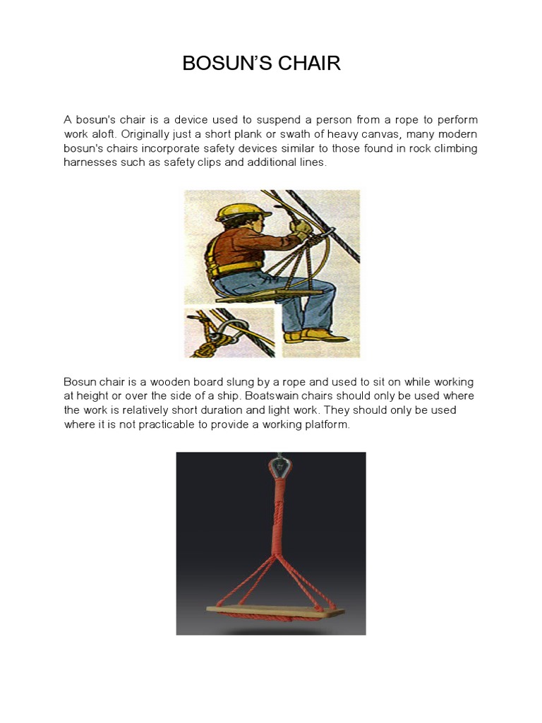 The Versatile Bosun's Chair A Guide to its Uses, Construction, Rigging