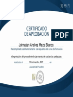 Johnatan Andres Meza Blanco Interpretacion Del Procedimiento de Manejo de Sustancias Peligrosas Certificado Pucobre v2 Academia Pucobre CID39417