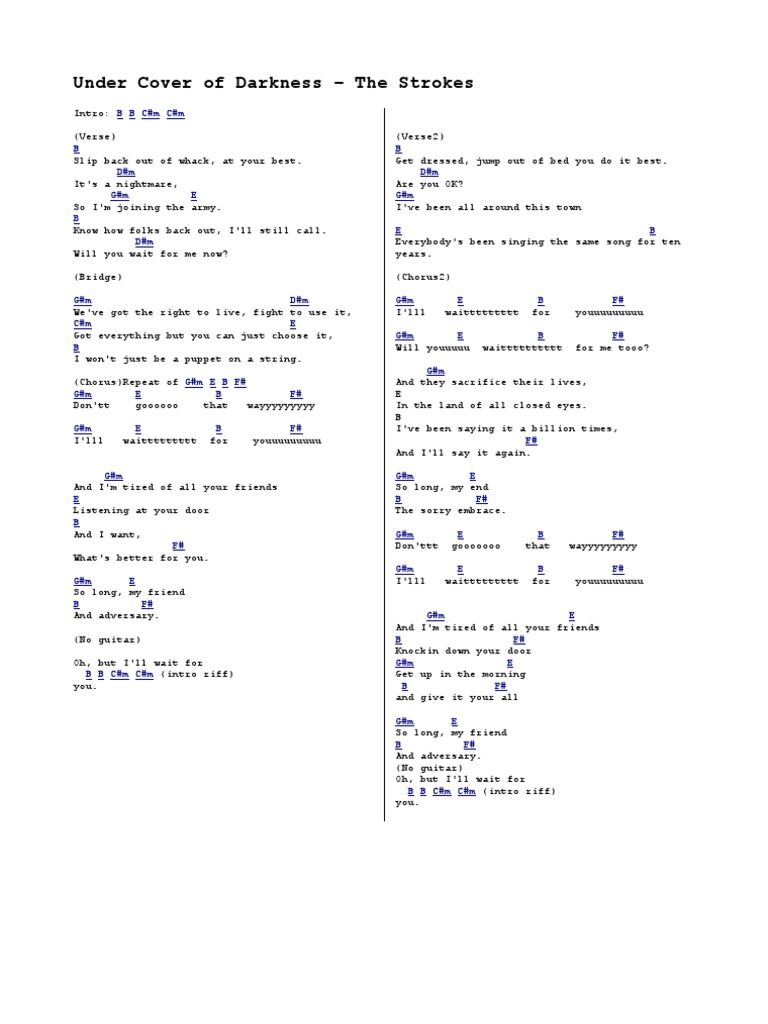 The Strokes Guitar Chords