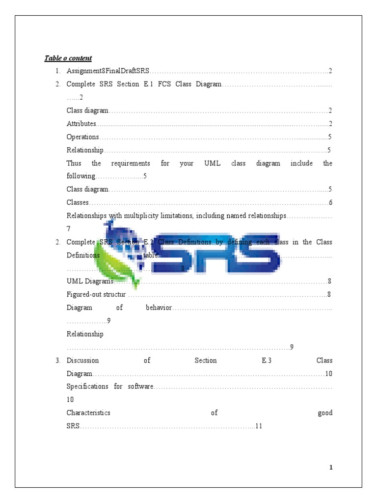 Assignment 8 Final Draft SRS | PDF | Class (Computer Programming ...