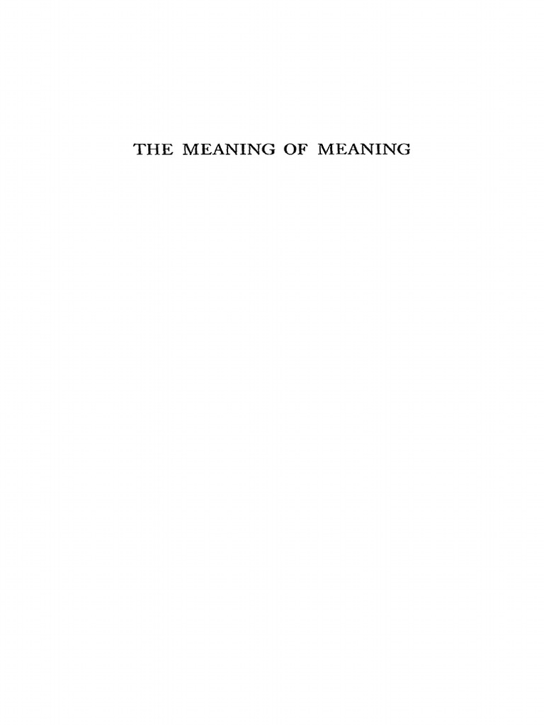 The Meaning Of Meaning Ogden And Richards