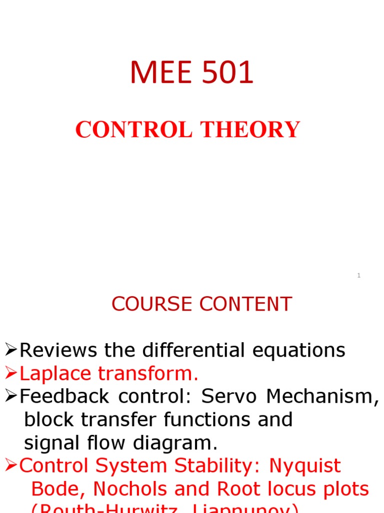 2023 - Mee 501 - New | PDF | Servomechanism | Control Theory