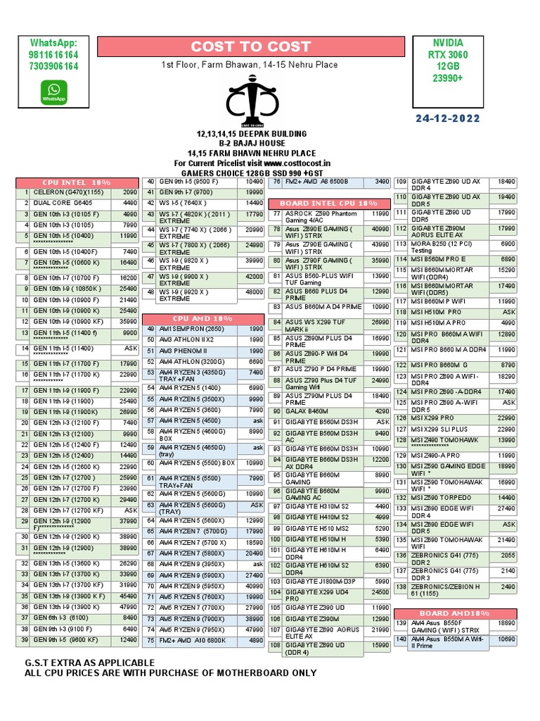 １０４ Retail Pricelist Cost To Cost New Delhi | PDF | Solid State Drive