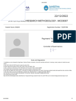 Hall Ticket 22/12/2022: Statistics and Research Methodology - Mc03007