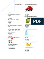 Soal Bahasa Inggris Kelas 1 SD PTS