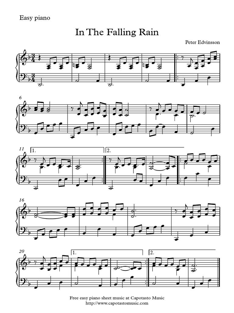 In the falling rain easy piano pdf