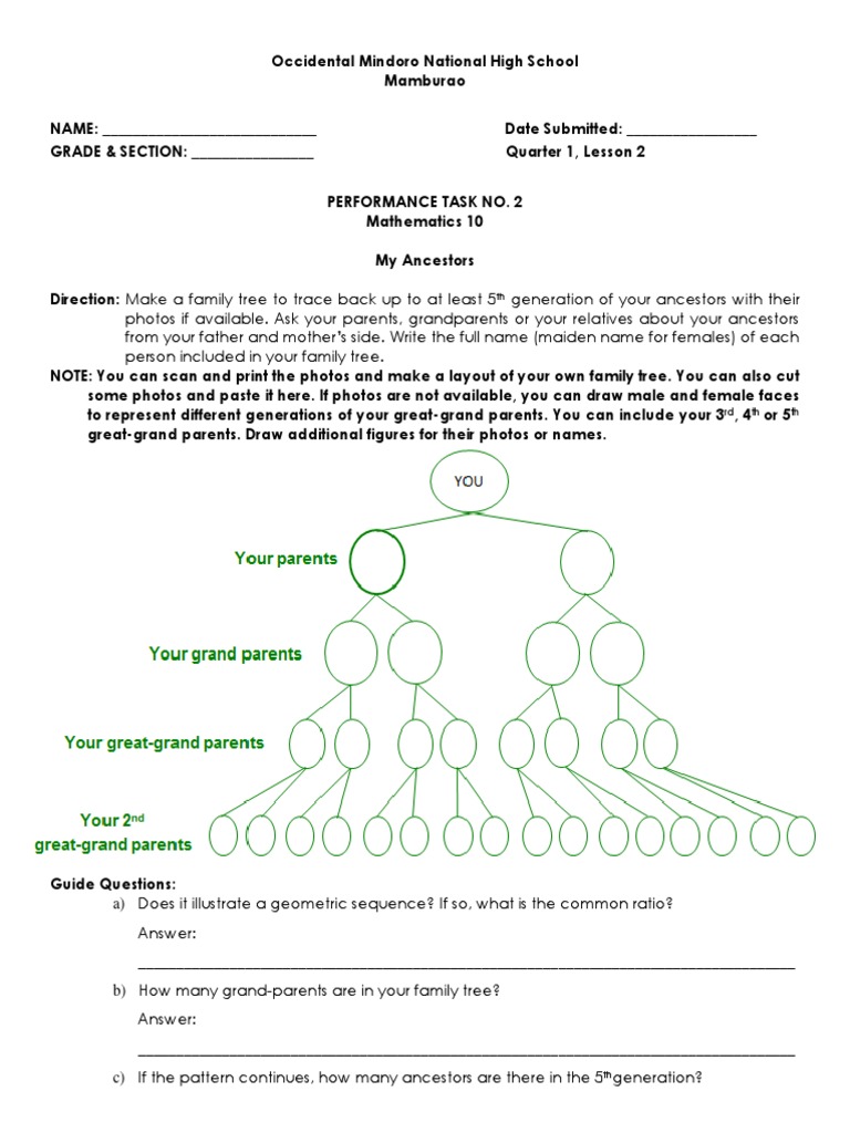Geometric Sequence Family Tree Task | PDF | Mathematics