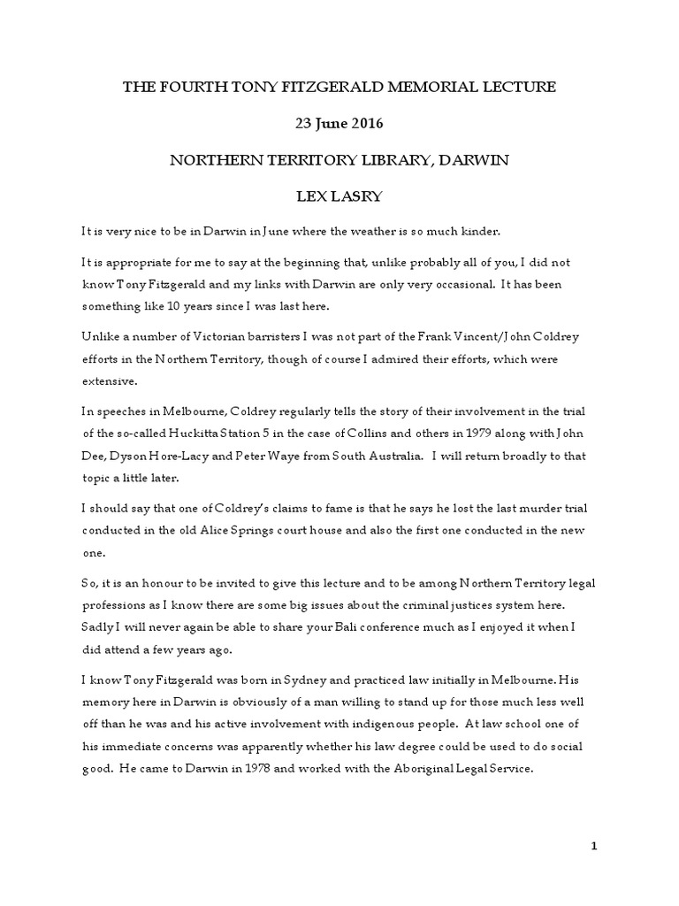 Lasry Fitzgerald Lecture PDF Miranda V. Arizona Cost Of Living