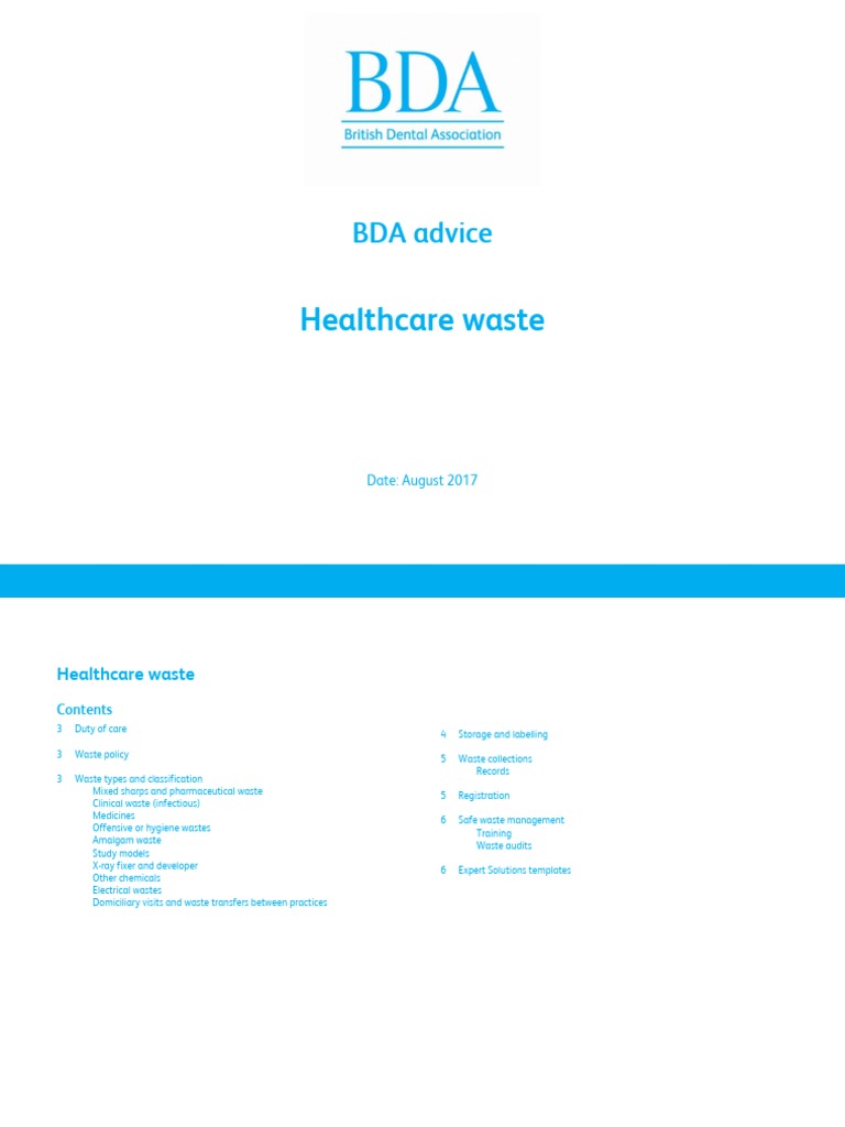 Healthcare Waste BDA PDF Waste Management Pollution