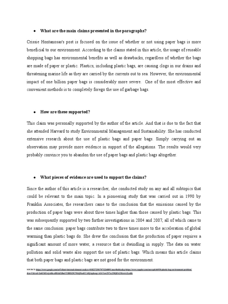 Are Paper Bags Really Better For Our (ACTIVITY) PDF