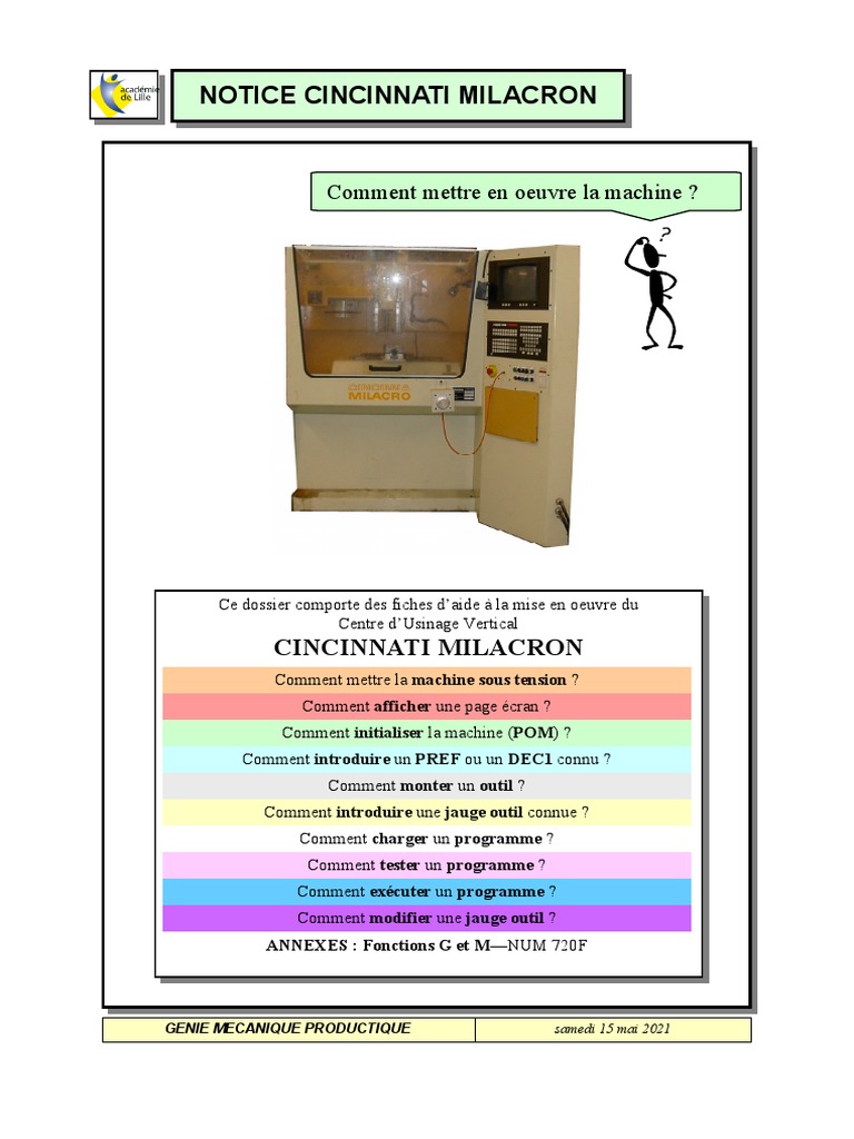 Mise en œuvre de la machine Cincinnati | PDF | Secteur secondaire de l ...