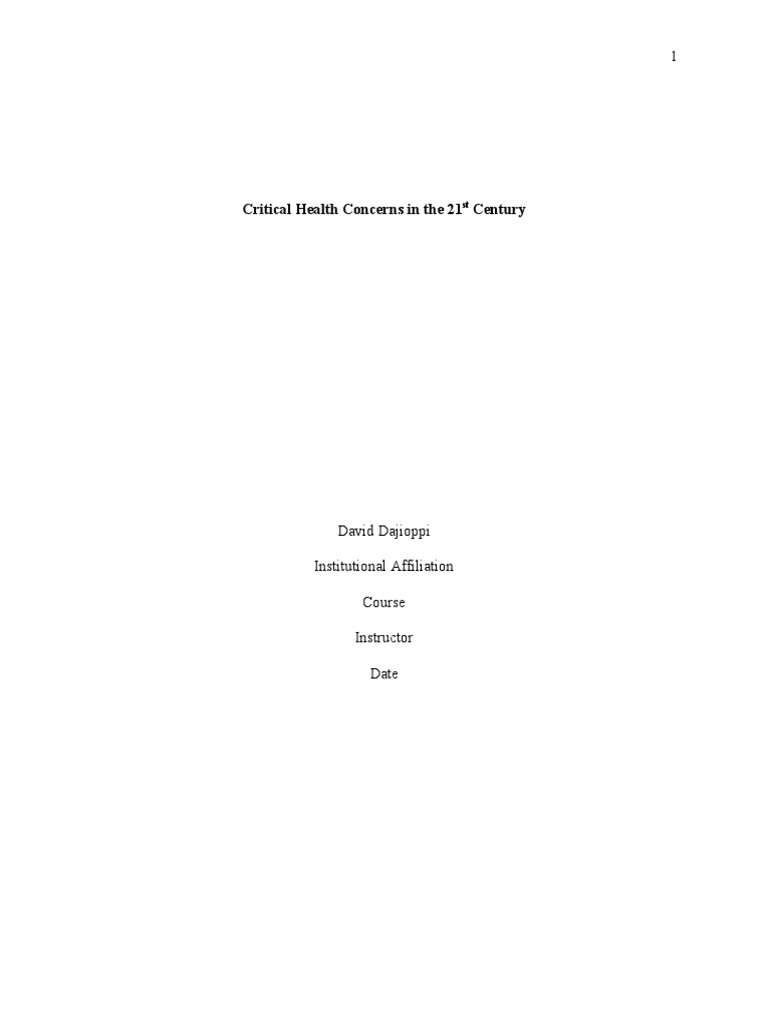Critical Health Concerns in The 21st Century | PDF | Health Care ...