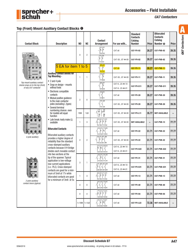 CA7 Contactors and Accessories Pricing | PDF | Electrical Engineering ...