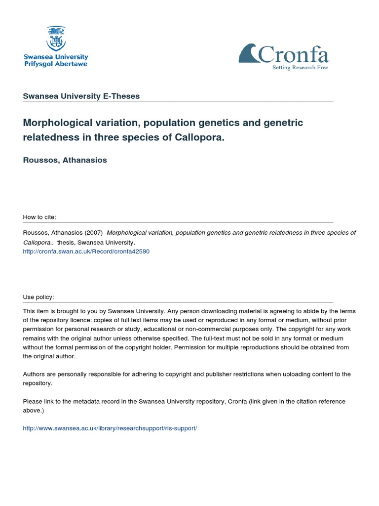 Morphological Variation, Population Genetics and Genetric Relatedness ...