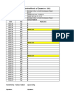 December 2022 Time Sheet for Inspector Salman Tamboli