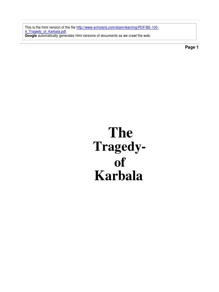 Tragedy Of Karbala Lessons
