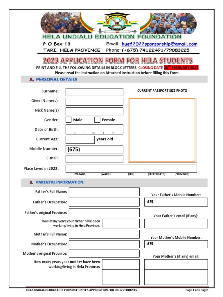 2023 Huef Application Form 2 | Download Free PDF | Fee