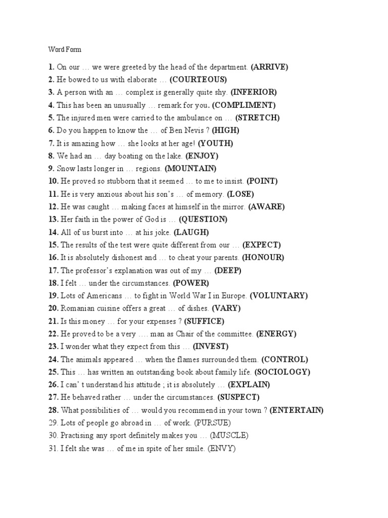 Word Form - Reading 3 | PDF