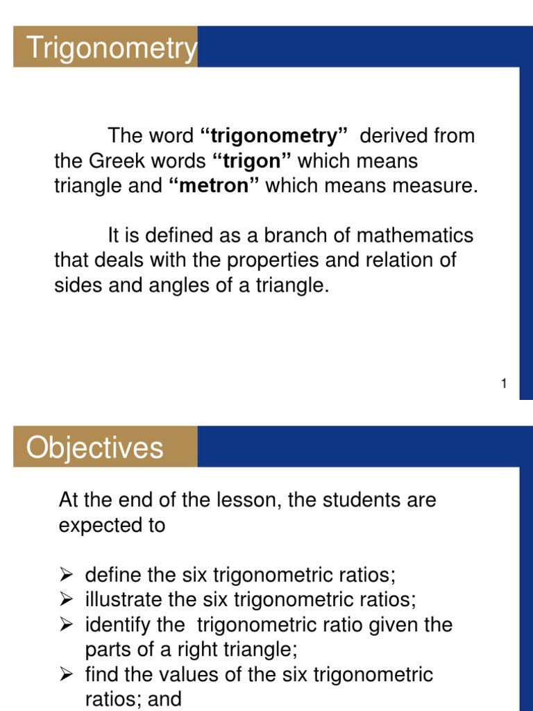 Understanding Trigonometric Ratios | PDF | Teaching Methods & Materials