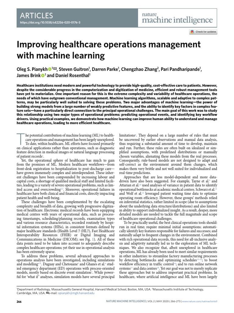 2020-Machine Learning For Healthcare | PDF | Machine Learning | Medical ...