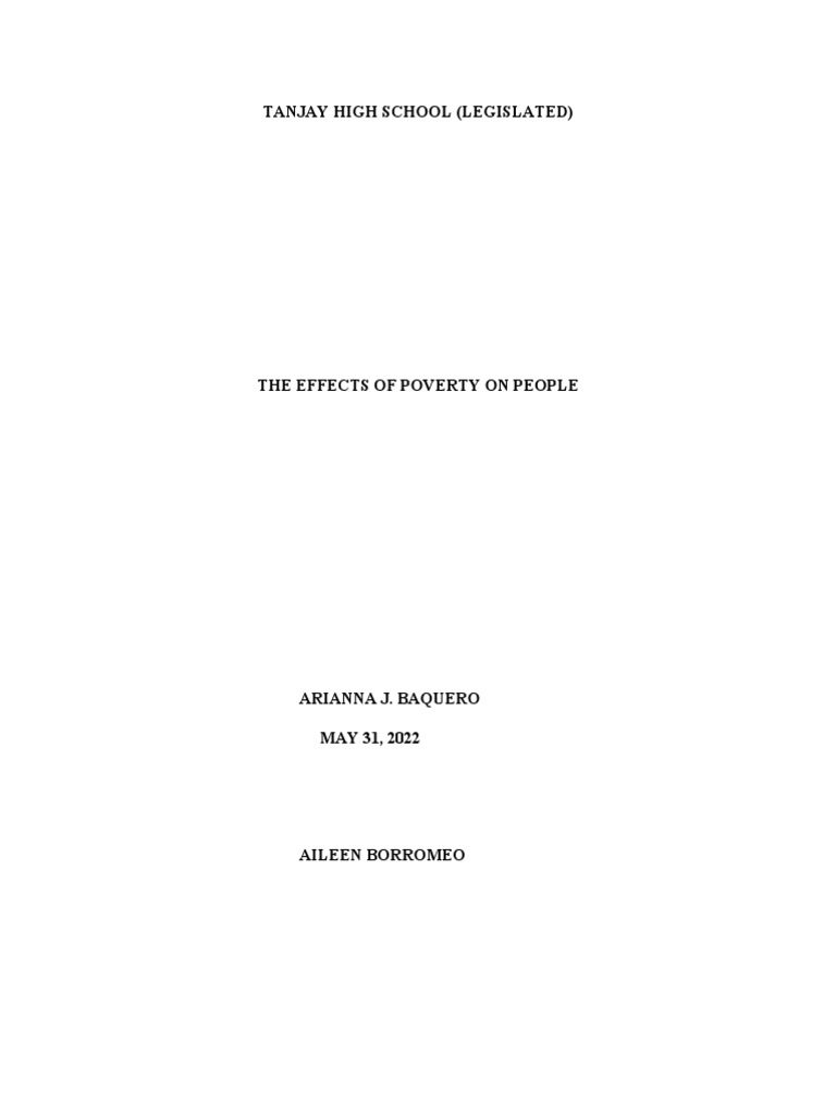 The Effects of Poverty | PDF | Economic Growth | Poverty