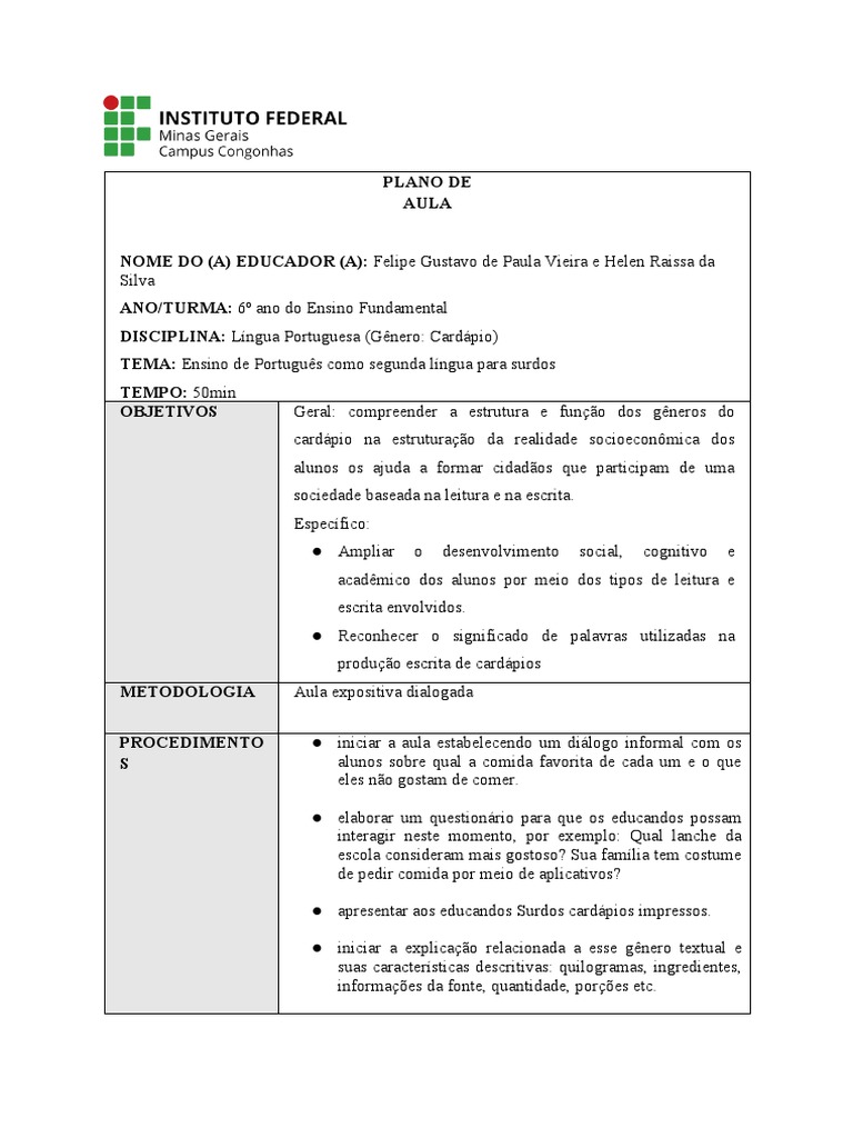 Plano de Aula - Educação Inclusiva | PDF | Portugal | Segundo idioma