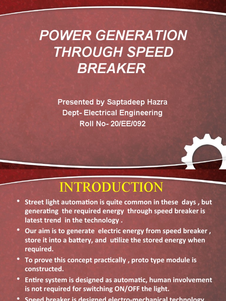 Power Generation Through Speed Breaker PDF Electric Motor