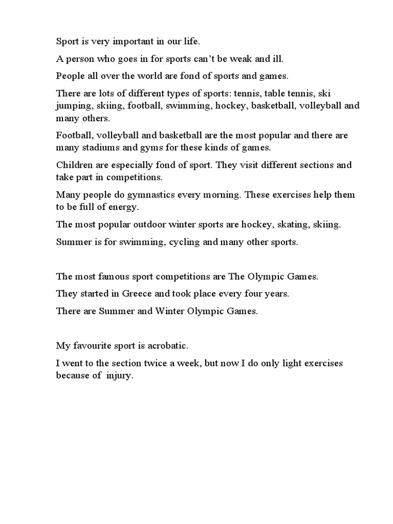 Importance of Sports in Daily Life | PDF